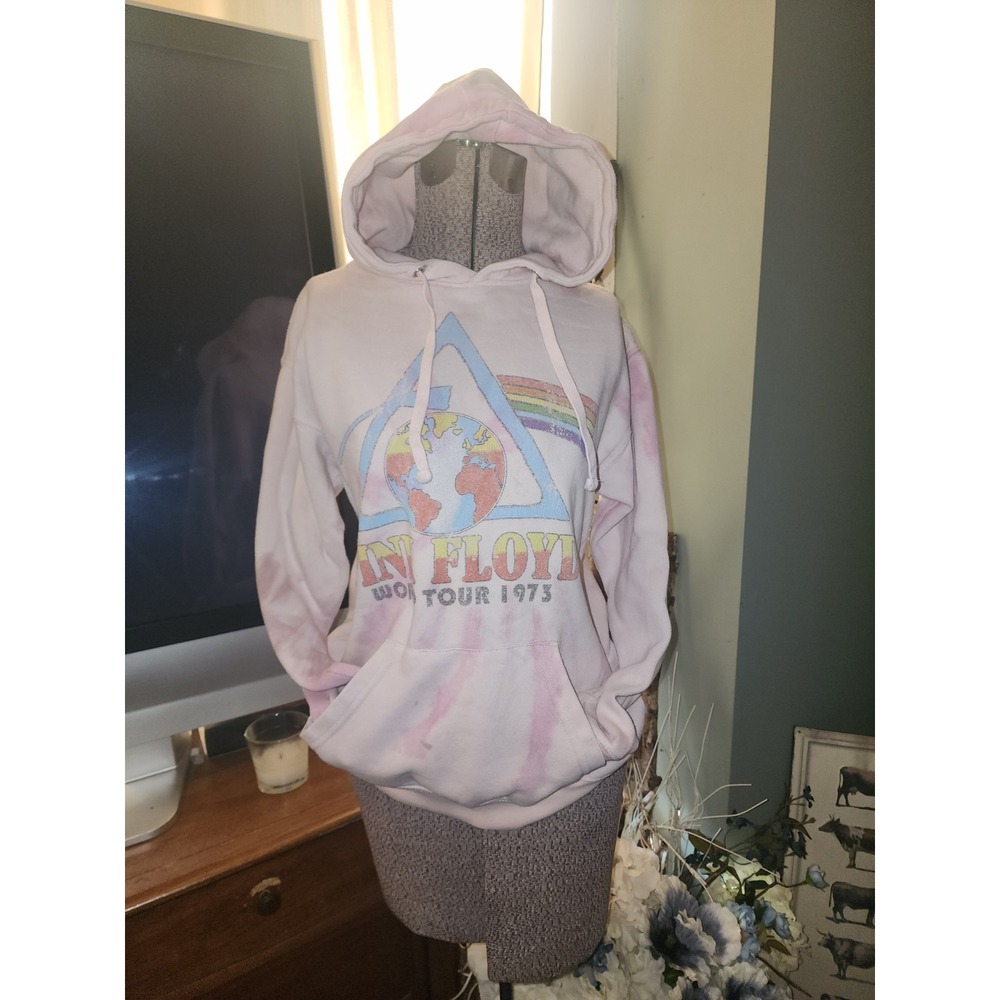 Pink Floyd World Tour 1973 Sweatshirt Hoodie Womens S Long Sleeve  Pink Thrashed